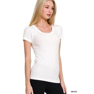 NEW REINE KRIEF ribbed round neck t-shirt in white